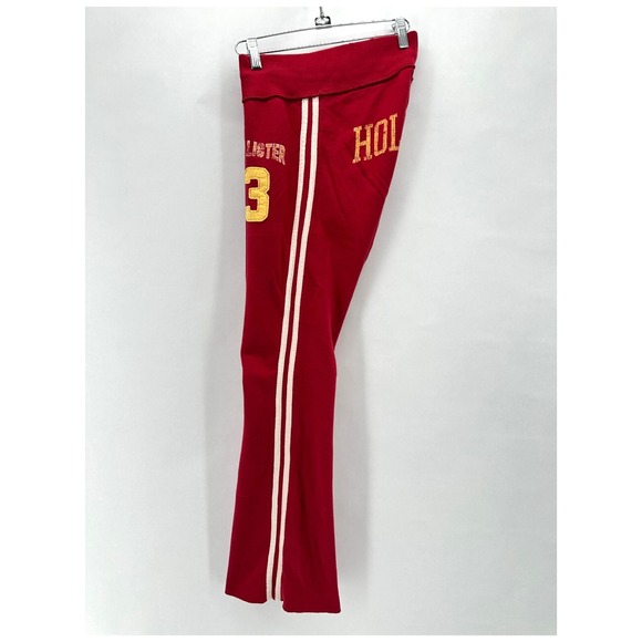 Vintage Hollister Fleece Sweatpants Juniors S Red Flare Leg Stripe 90s Y2K Cozy - Picture 7 of 12